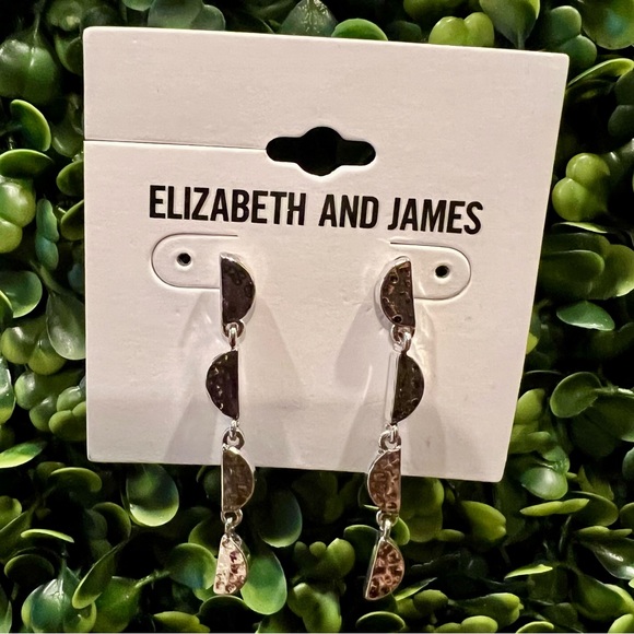 Elizabeth and James Geometric Dangle Earrings | Silver Tone | NWT - Picture 1 of 3